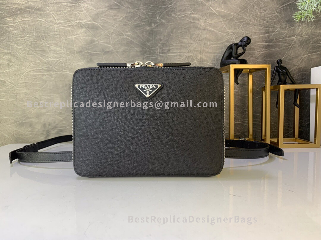 Prada Black Saffiano Leather Backpack SHW 038